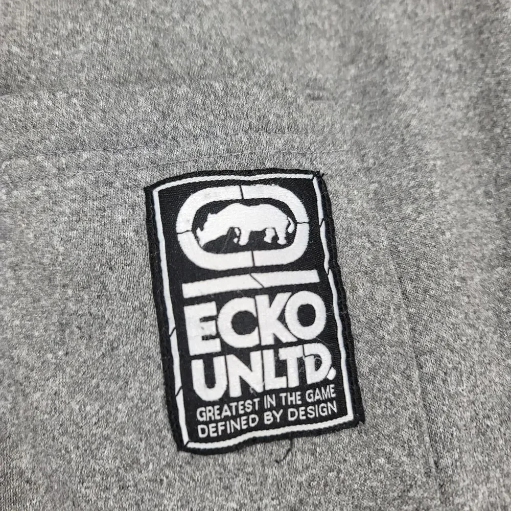 Ecko Unltd. Pants Mens Medium Gray Cuffed Jogger Spellout Athleisure Casual Logo